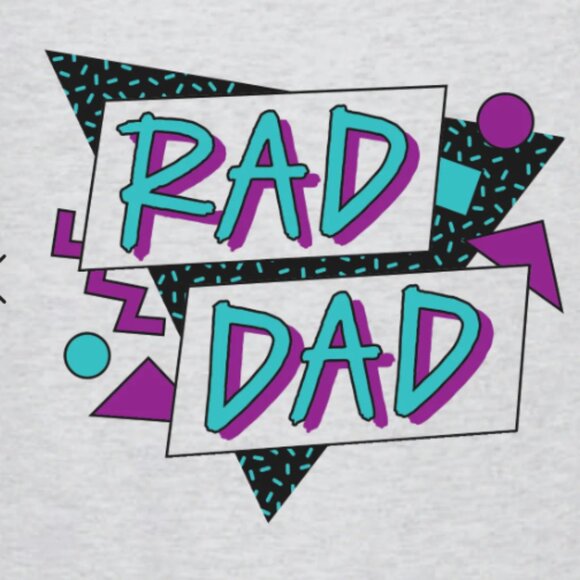 Curbside Apparel Rad Dad 90's Theme Geometric Screen print Graphic Tee - Picture 3 of 7
